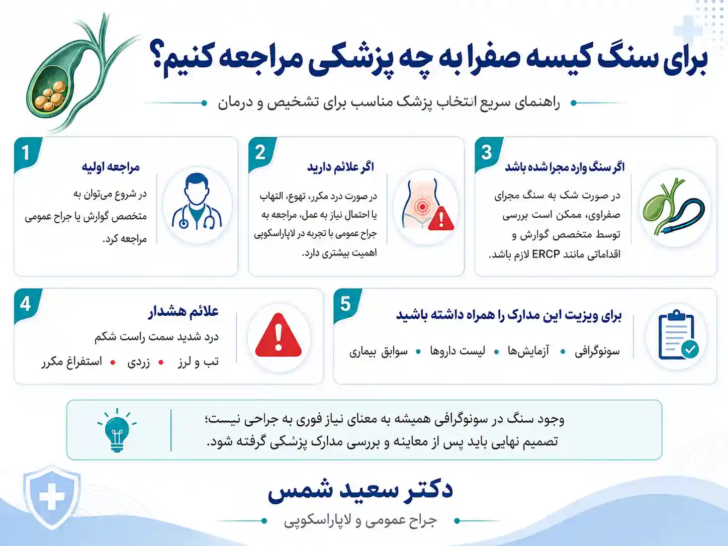 برای سنگ کیسه صفرا به چه پزشکی مراجعه کنیم؟